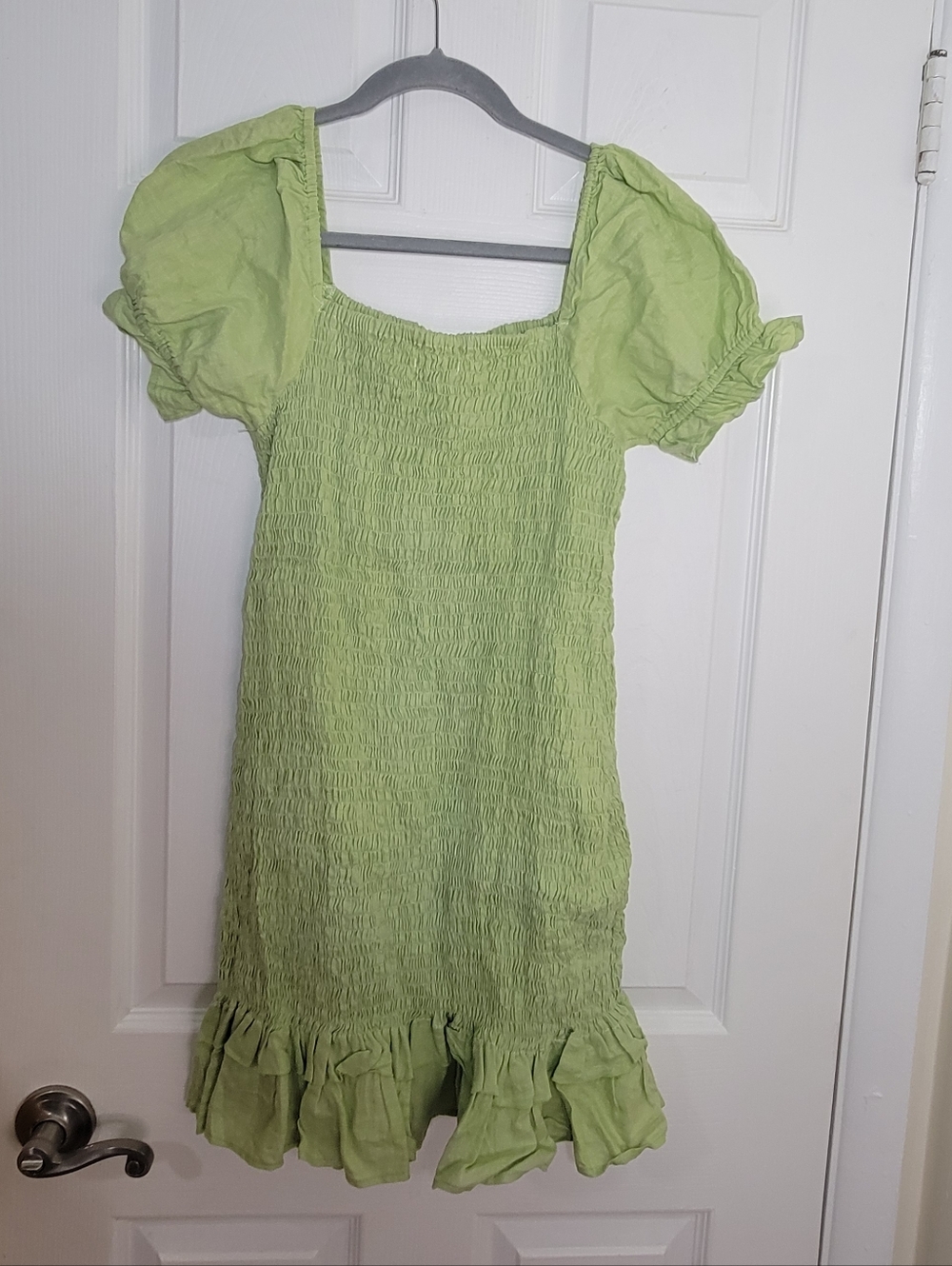 Faithfull the Brand Light Green Smocked Puff Sleeve Dress Size 8 Women. - Picture 5 of 8